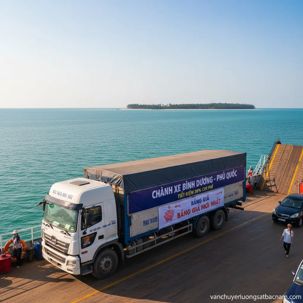 1. Xe tải trên phà ra đảo Phú Quốc