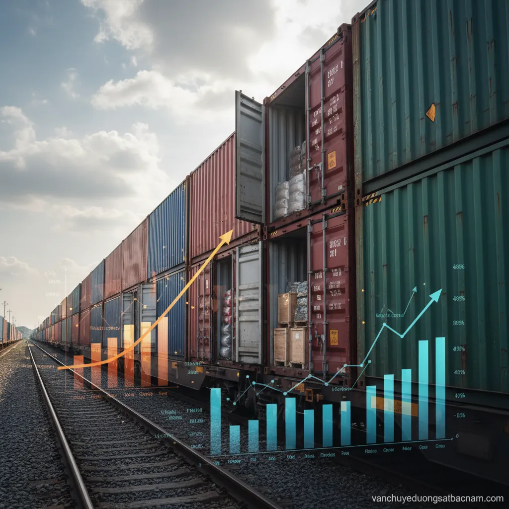 Container hàng hóa và biểu đồ tài chính