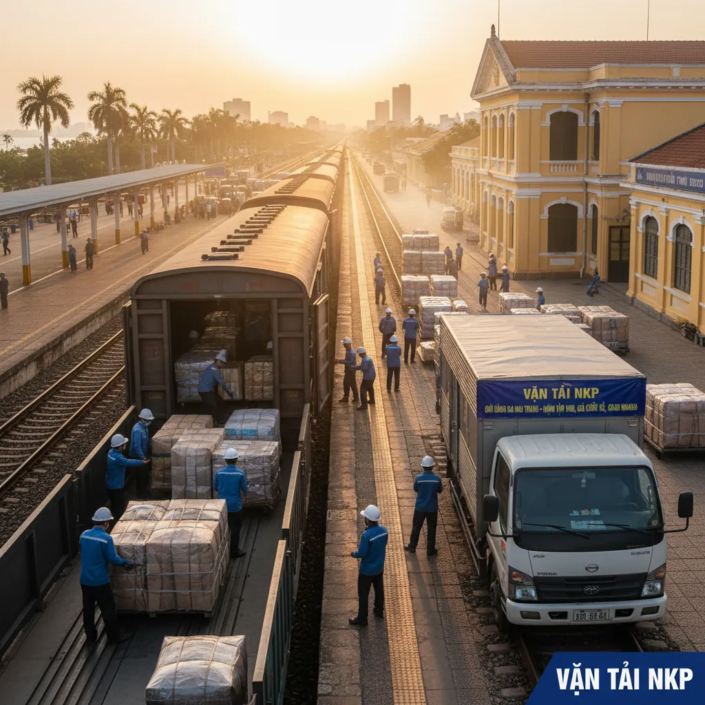 1. Sân ga Nha Trang bốc dỡ hàng