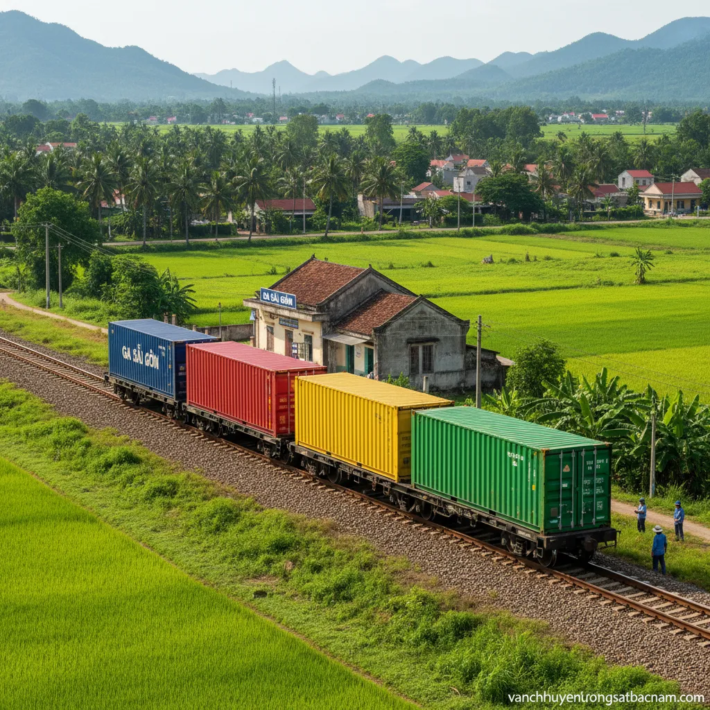 4. Container hàng hóa trên đường ray Việt Nam