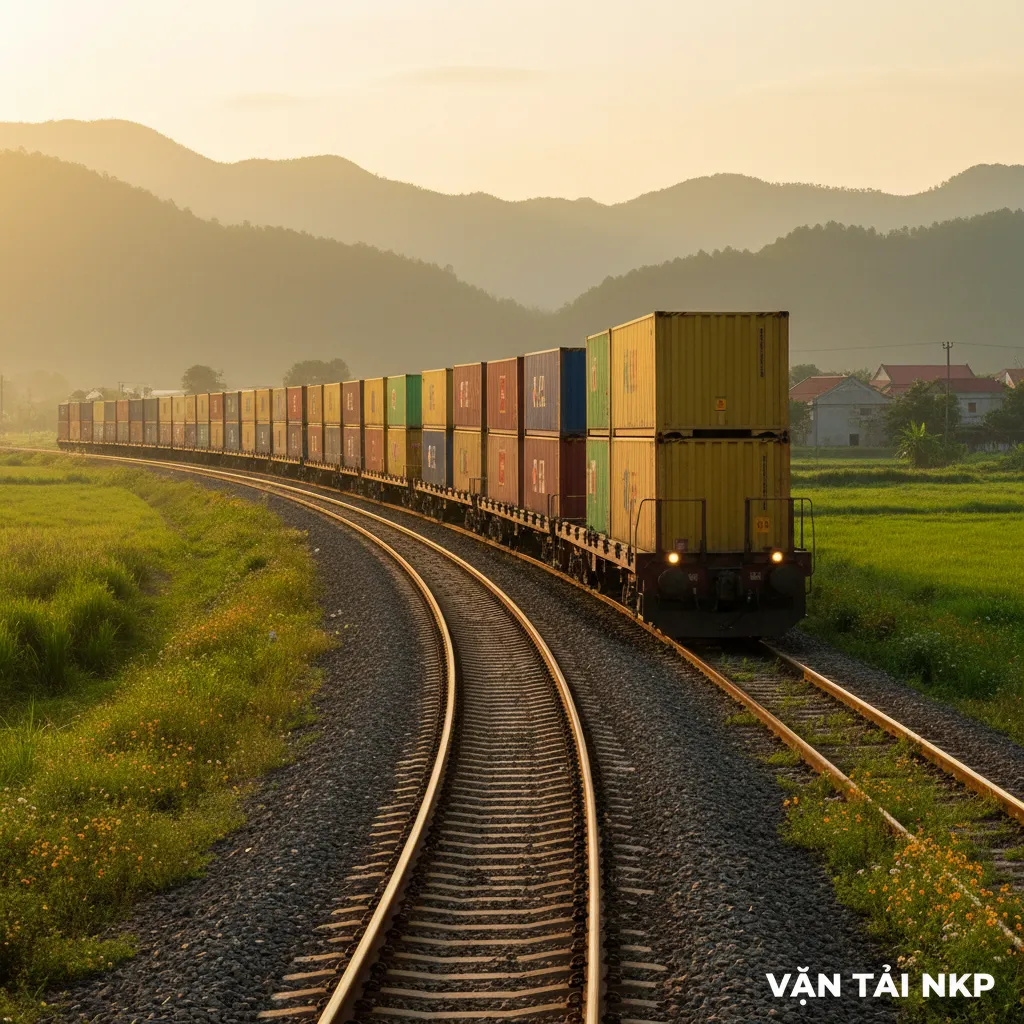 2. Container hàng hóa trên đường ray