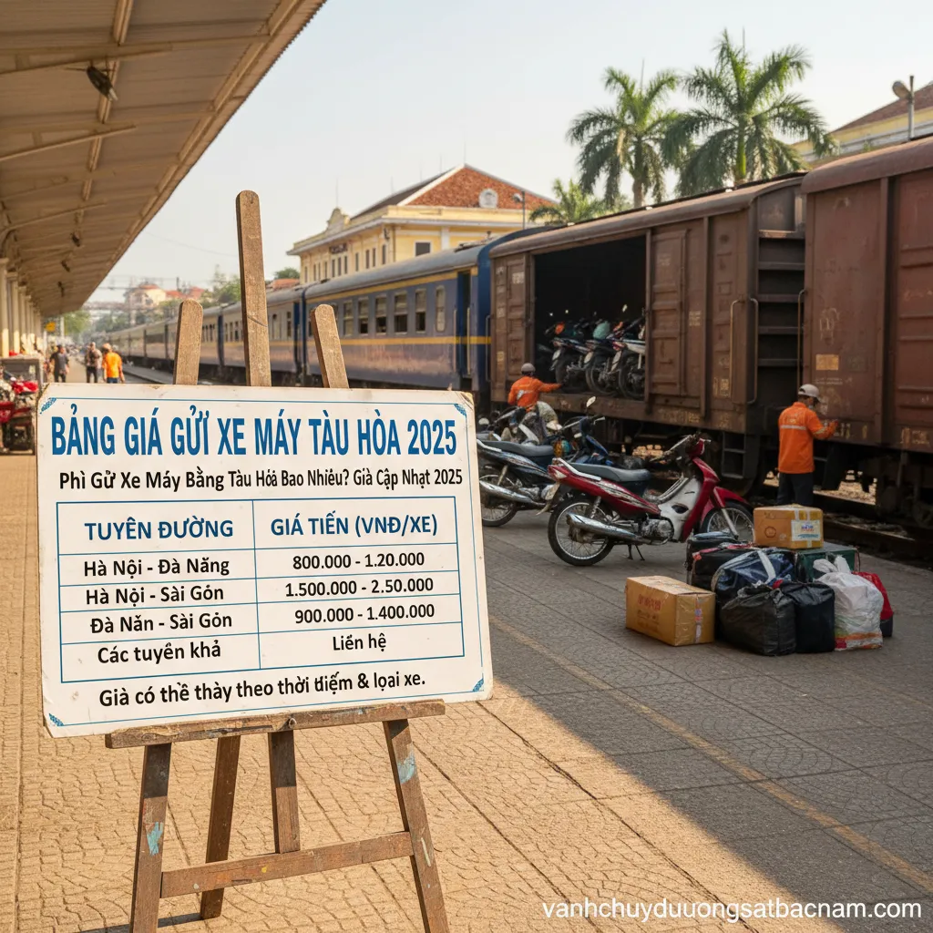 Bảng giá gửi xe máy tàu hỏa 2025