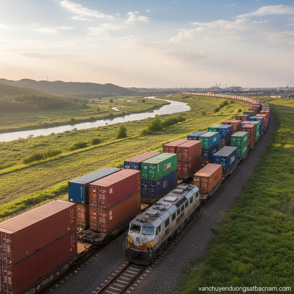 Container chất chồng trên toa xe